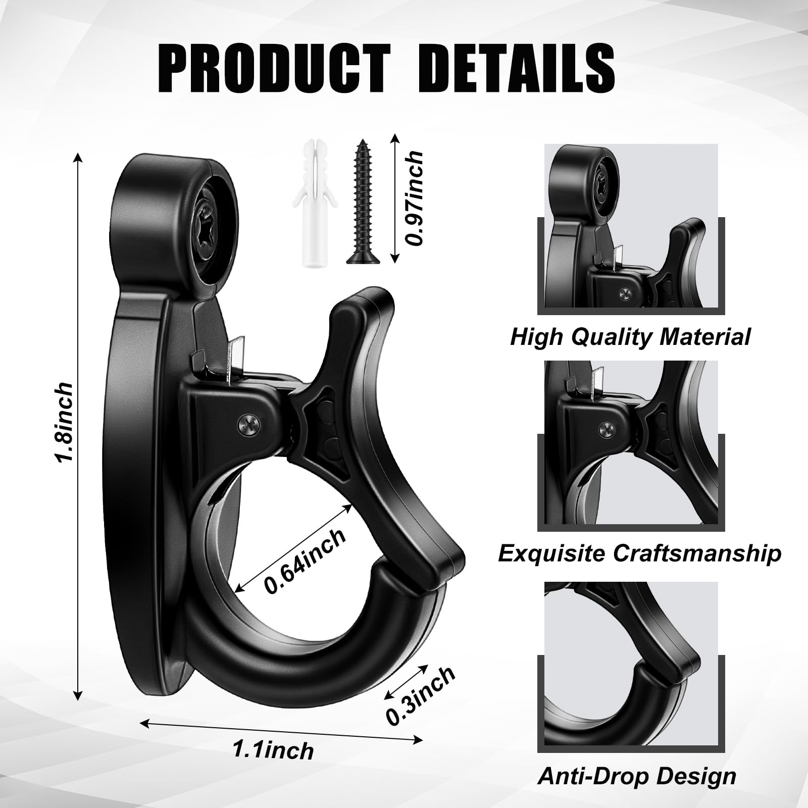 Timgle 60 Pcs Light Hangers Hooks String Light Hooks Screw in Ceiling Hooks for Hanging Lights Black Outdoor Light Clips with Safety Buckle for Door Wall Wire Plants Home Patio Garage Kitchen