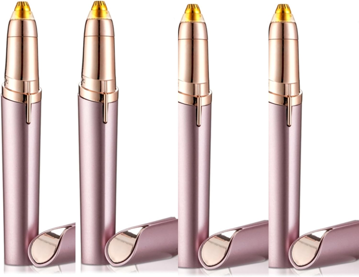 4Pcs Women's Painless Electric Eyebrow Trimming Facial Hair Remover Epilator Trim (Rose Gold)
