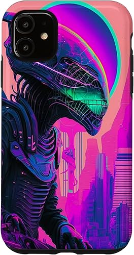 Miniatura 10 de iPhone 14 Pro Max Cool Retro Alien Sunset Tropical Trippy Vaporwave Sky Art Case