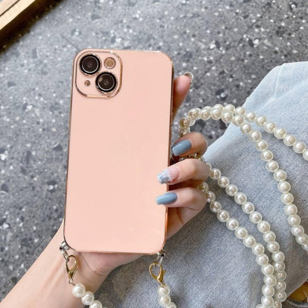 Pearl Crossbody Lanyard Strap Chain Phone Case for iPhone 14 15 13