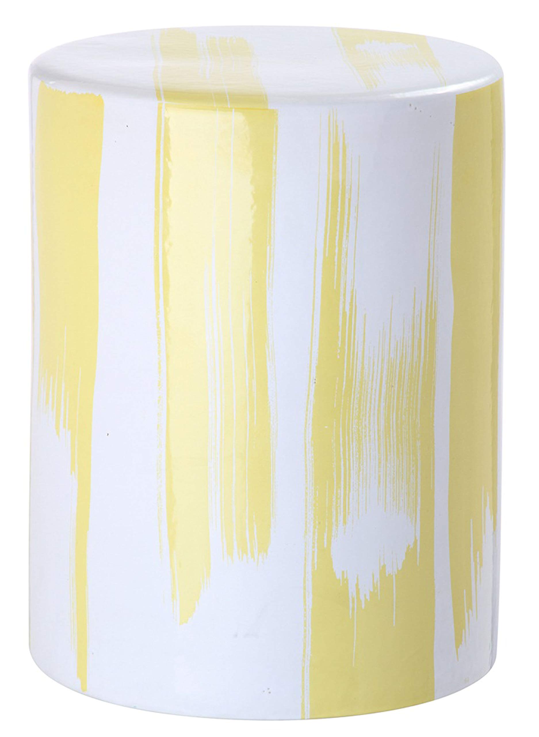 Tabouret de jardin Reed Safavieh en céramique jaune et blanche assise d'appoint