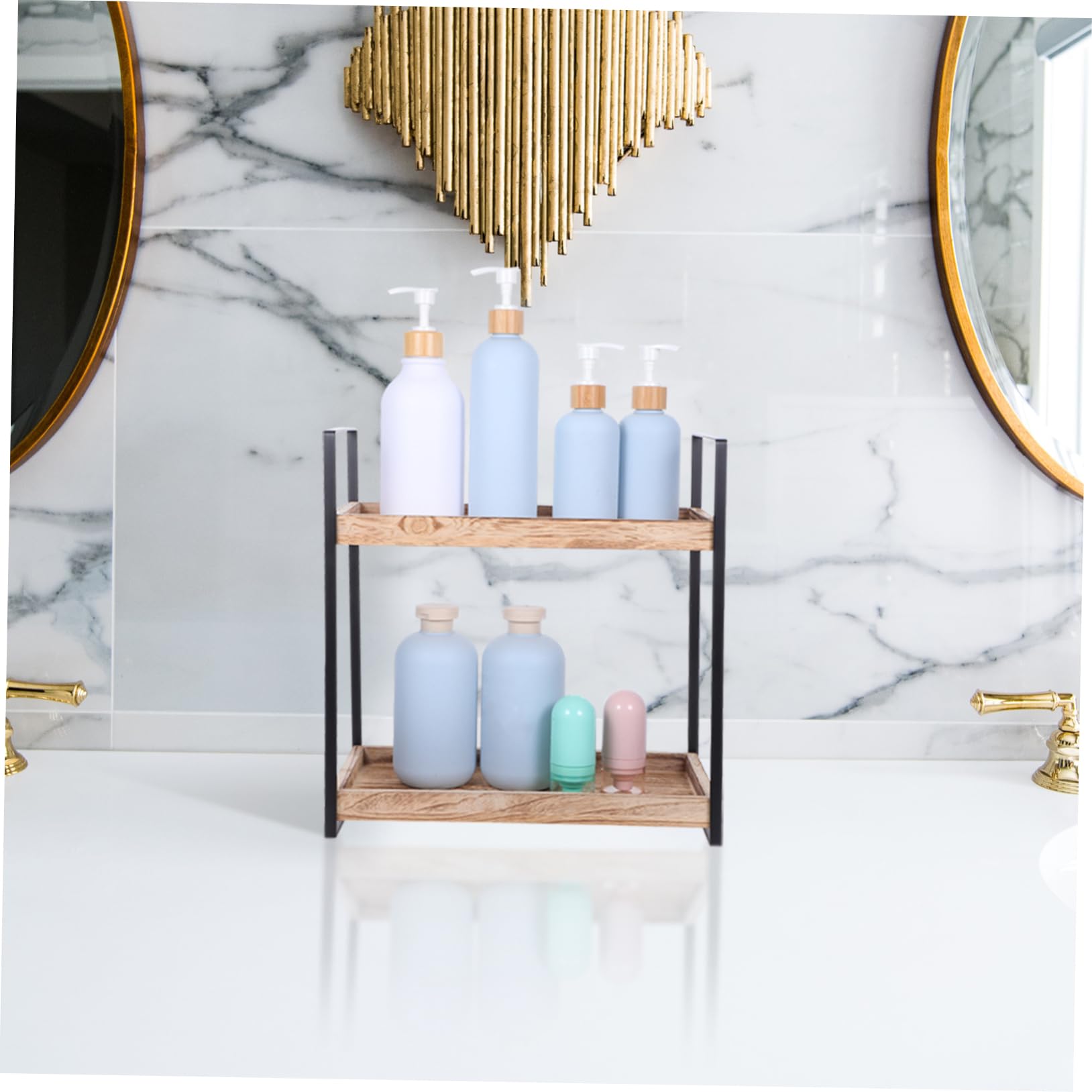 POPETPOP Holzregal Für Arbeitsplatte Stehendes Gewürzregal Küchenregal Eckregal Aus Holz Schreibtischregal Toilettenartikelregal Badezimmer-organizer Kosmetikregal