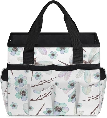 Miniatura 2 de Dragonfly Flower Tree Branch Garden Tool Tote Bag for Women Men Gardening Tool Storage Bags with 10 Pockets Standable Garden Home Tool Kits