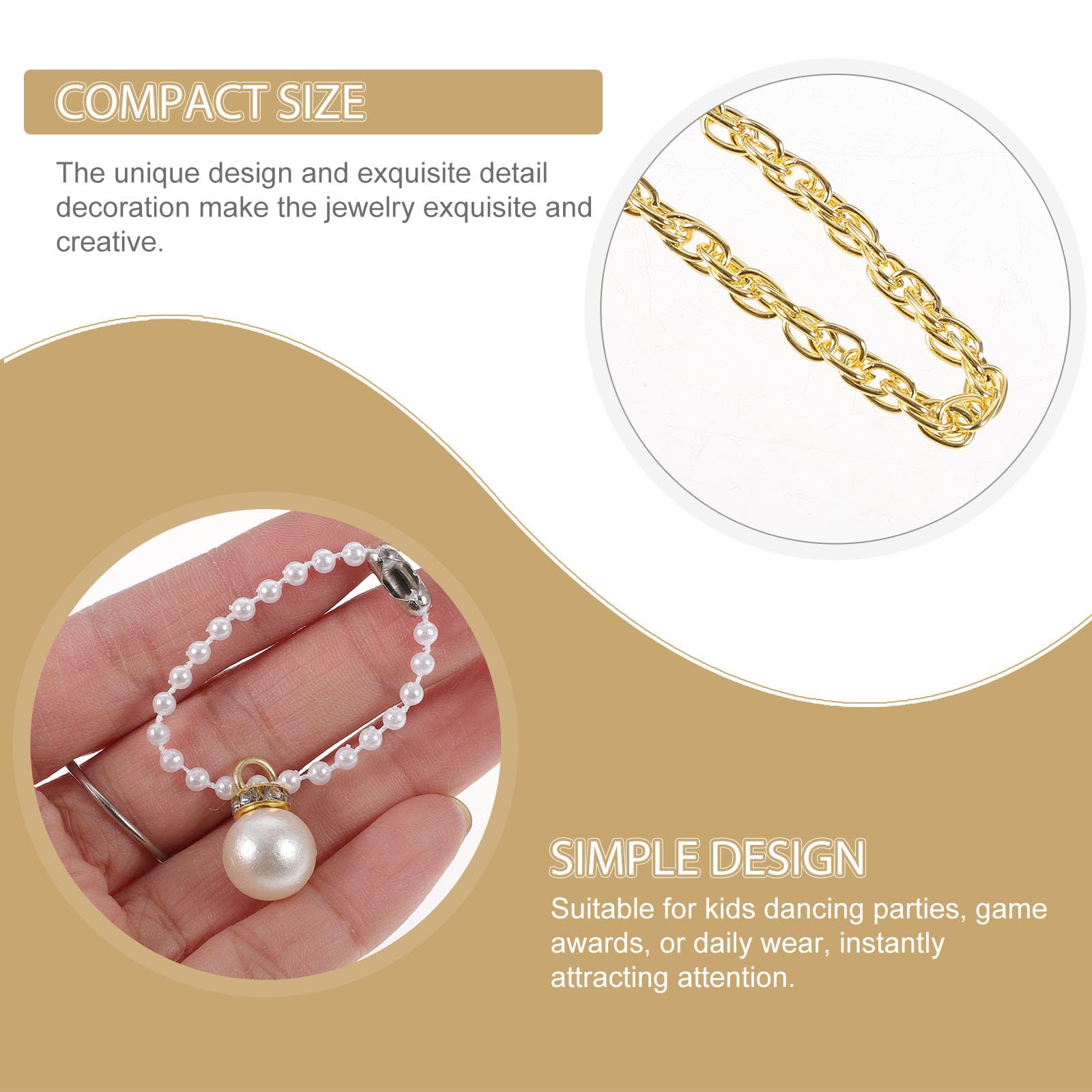 Alasum 30pcs Play Mini for Princess Party Pearl Miniature Little Doll Children Decorative Costume Dress Neck Chain Necklace Kids Decor Gold Jewelry Up Plastic with Favors