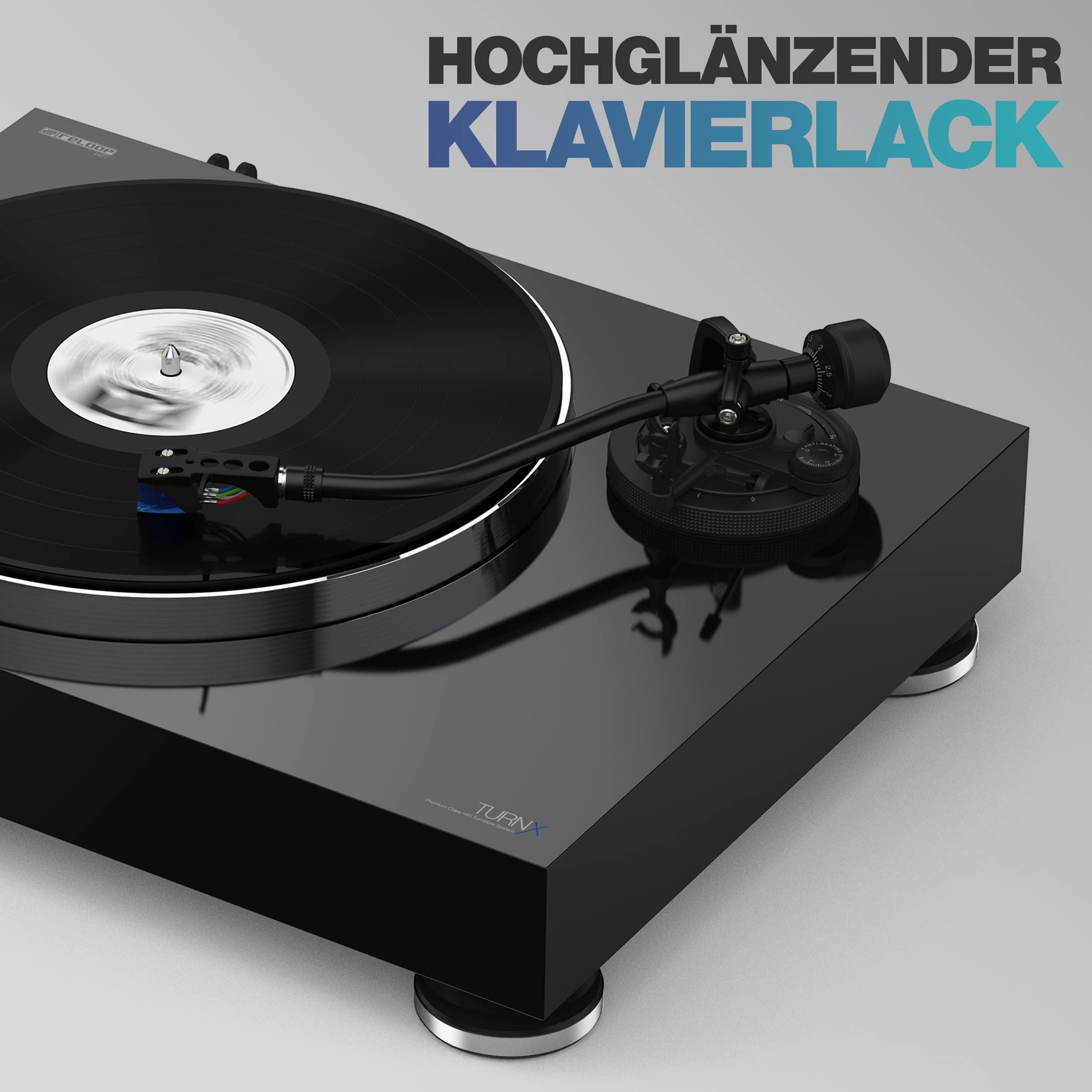 Reloop Turn X - Premium HiFi-Plattenspieler Inkl. Ortofon 2M Blue, High Torque-Direktantrieb, Präzise Rotationssteuerung, 3 Geschwindigkeiten, CNC-Aluminium-Druckgussteller, Anti-Skating, Schwarz