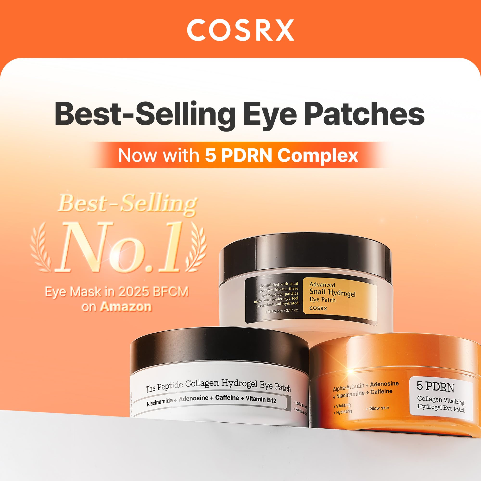 COSRX Lot de 5 patchs pour les yeux hydrogel vitalisant au collagène PDRN (60 patchs)