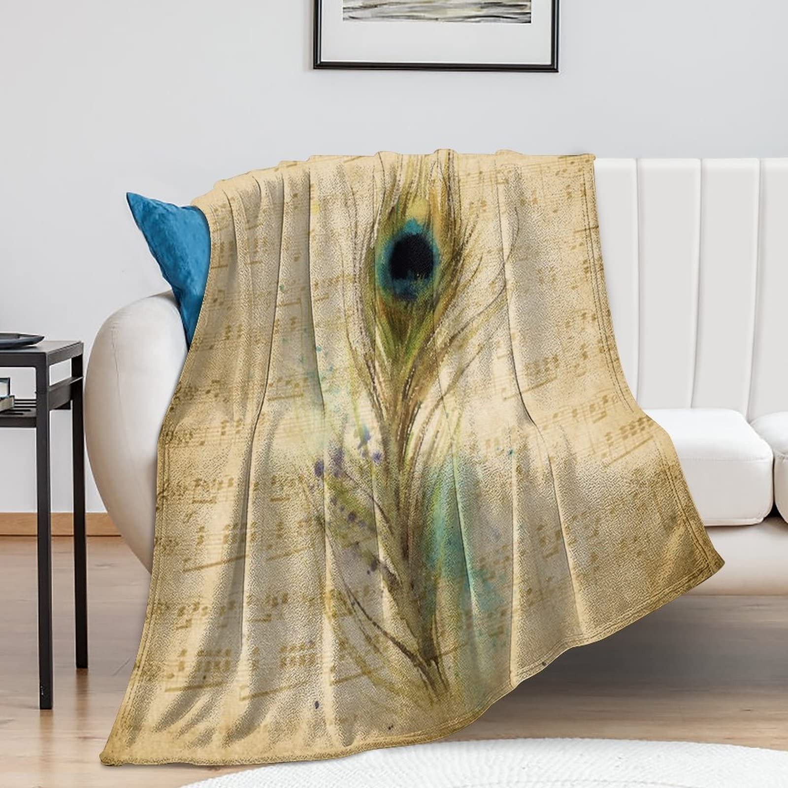 Couverture flanelle haut de gamme bohème verte en microfibre douce