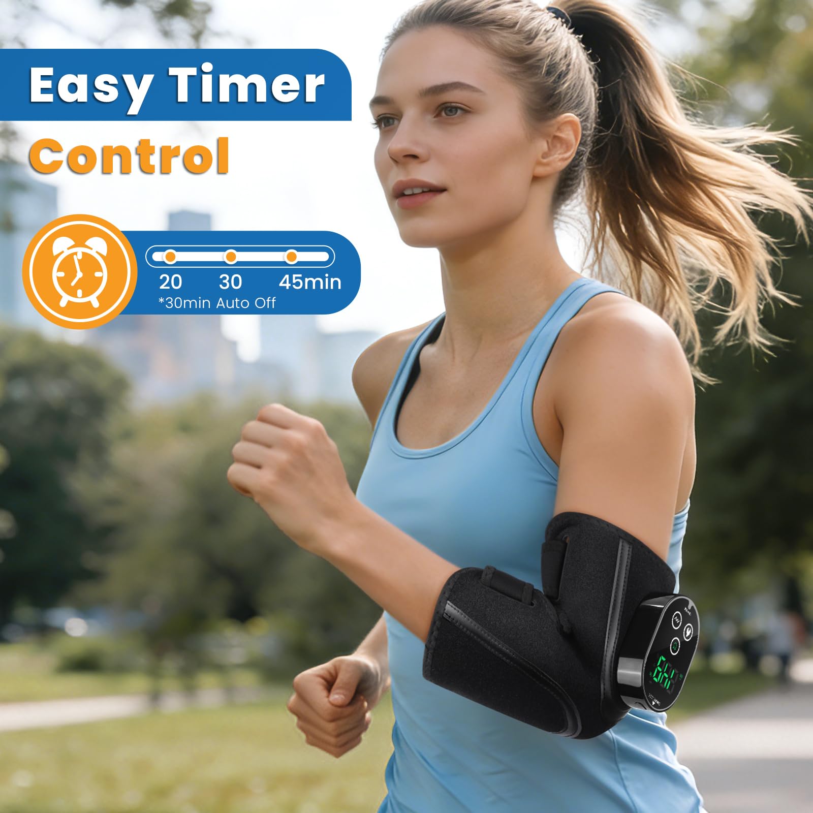 Cuscinetto riscaldante per gomito senza fili per tendinite e gomito del tennista, massaggiatore per gomito per alleviare il dolore, Cuscinetto riscaldante ricaricabile per braccio con batteria da 5000