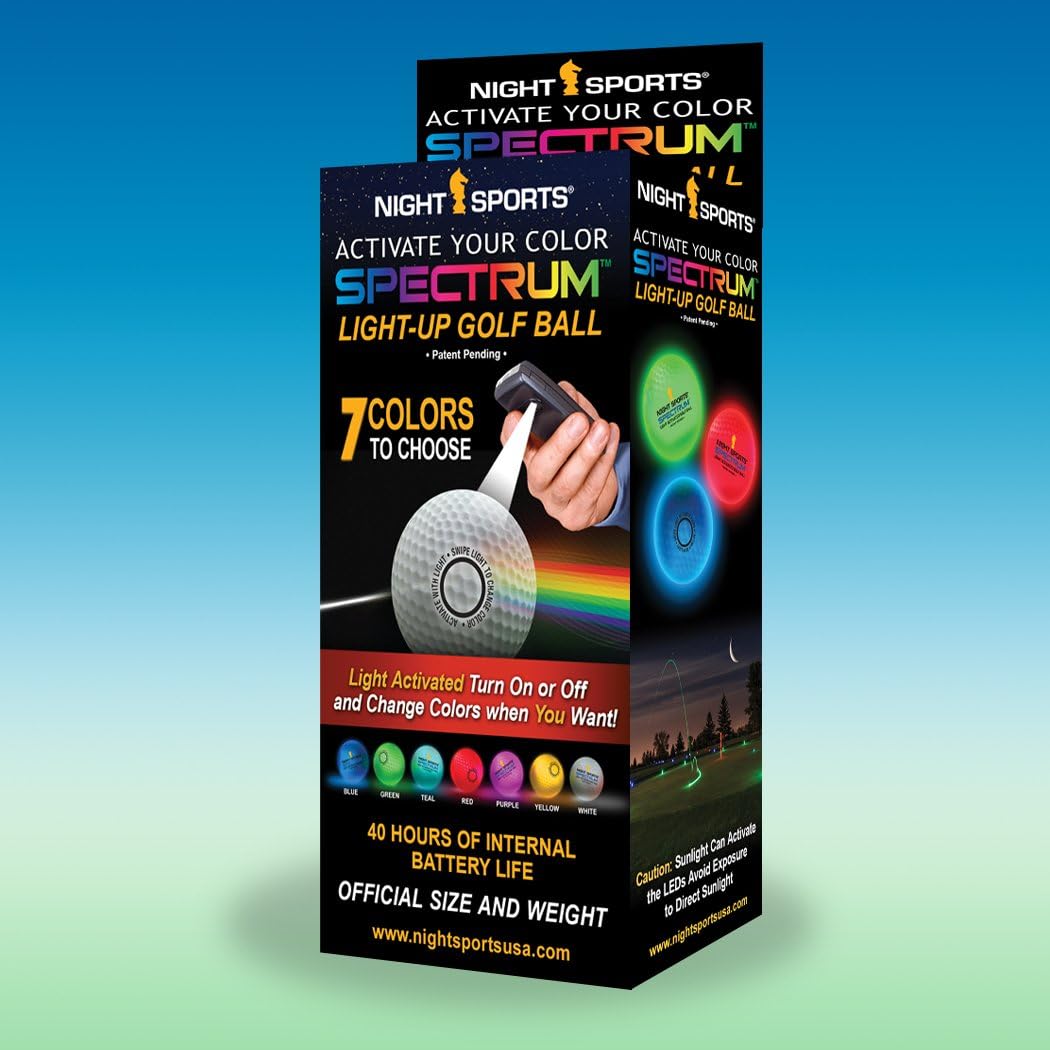 Night Sports Spectrum 3 Pack Light Activated 7 Color LED Golf Balls