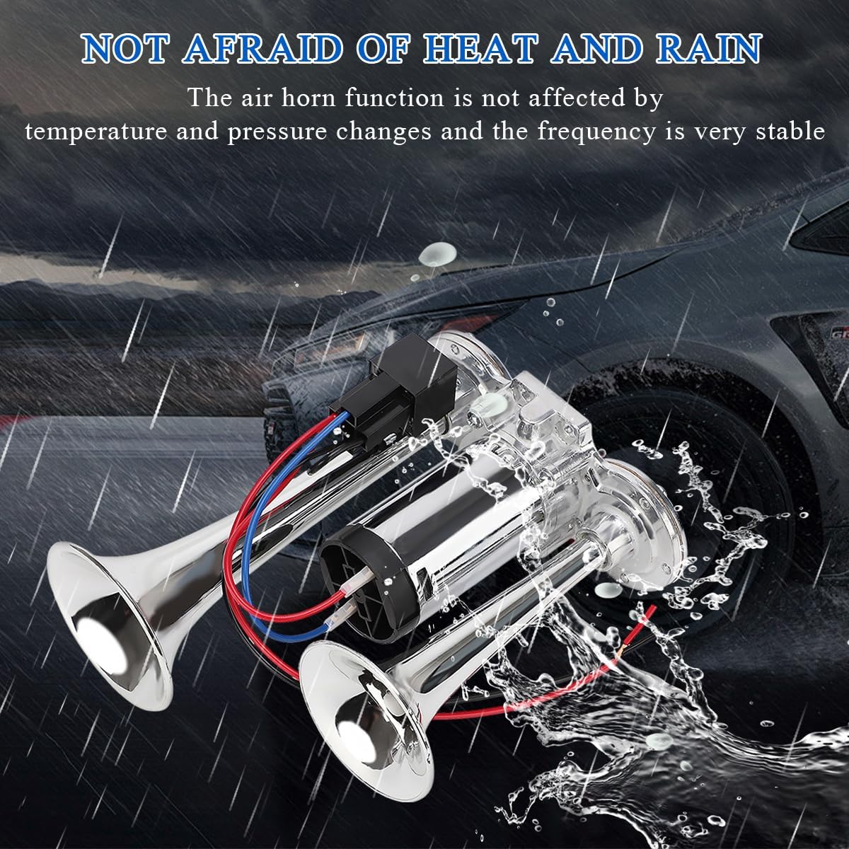 Ohleats 12V Car Air Horn, 120DB Super Loud Dual Trumpet Air Horn Kit, Dual Electric Air Horns Kit with Compressor for Vehicle, Truck, Motorcycle, Universal Car Accessories (Silver) image 5