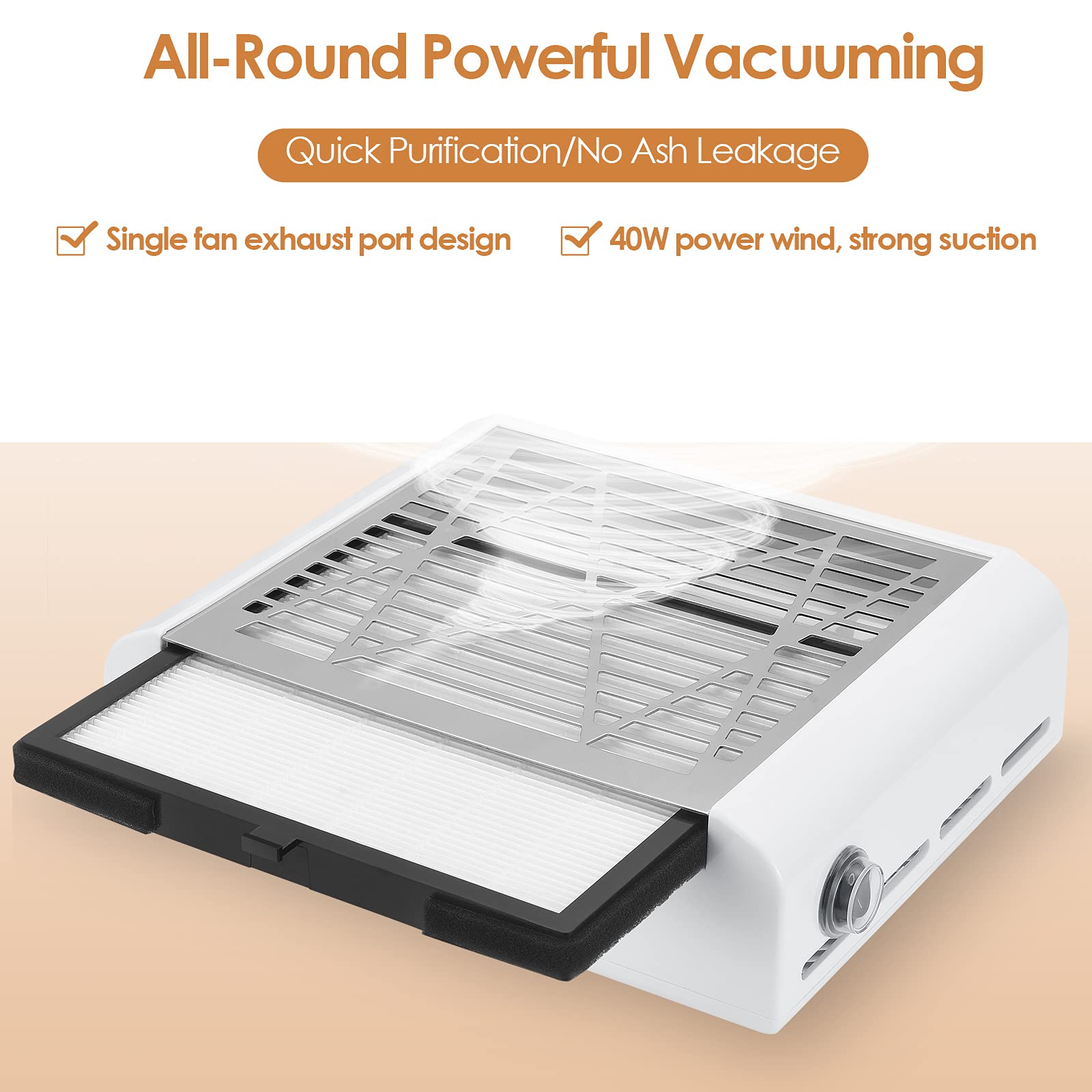 MusyVocay Collettore di polveri per unghie, Aspirapolvere professionale Macchina per il collettore di polveri Strumento per manicure per unghie con filtro senza fuoriuscite Aspirazione effetto salone