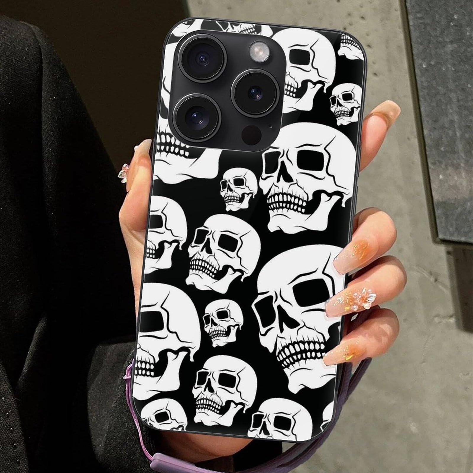 販売 iPhoneデコケース☆ドクロ iPhone14Proデコケース☆ドクロ