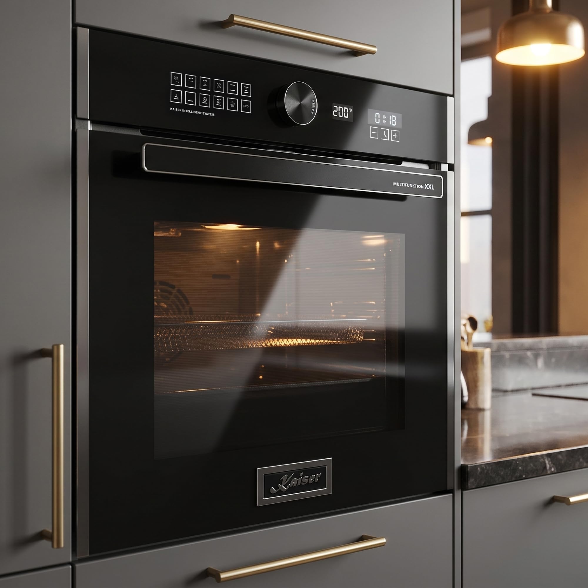 Kaiser EH 6452 - Horno eléctrico empotrable (60 cm, 79 L), color negro