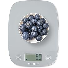 NUTRI FIT Food Scale Kitchen Scales Digital Weight Grams and Ounces for Baking Cooking, Weighing Scale Portion Control, Max 11lb 1g Increment 6 Units Smart Tare Hanging Storage, Gray