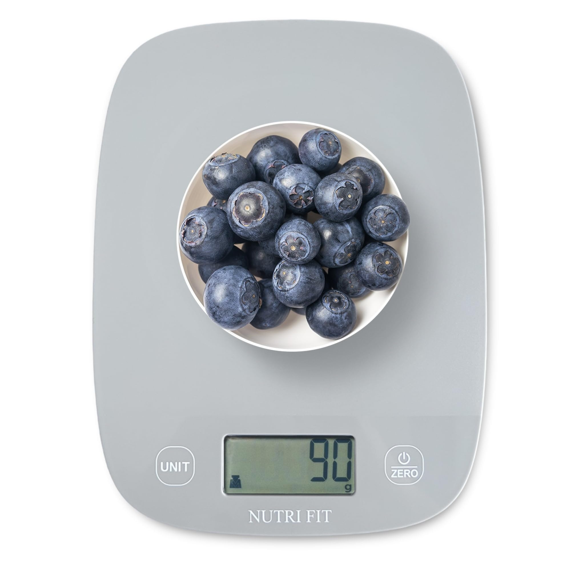 NUTRI FIT Food Scale Kitchen Scales Digital Weight Grams and Ounces for Baking Cooking, Weighing Scale Portion Control, Max 11lb 1g Increment 6 Units Smart Tare Hanging Storage, Gray