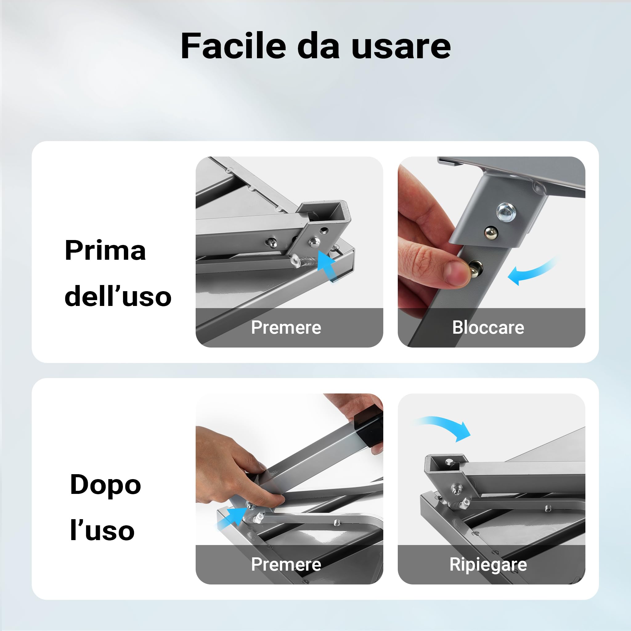 Wiltec Scalino camper pieghevole in alluminio fino a 220 kg, antiscivolo, Scaletta per roulotte