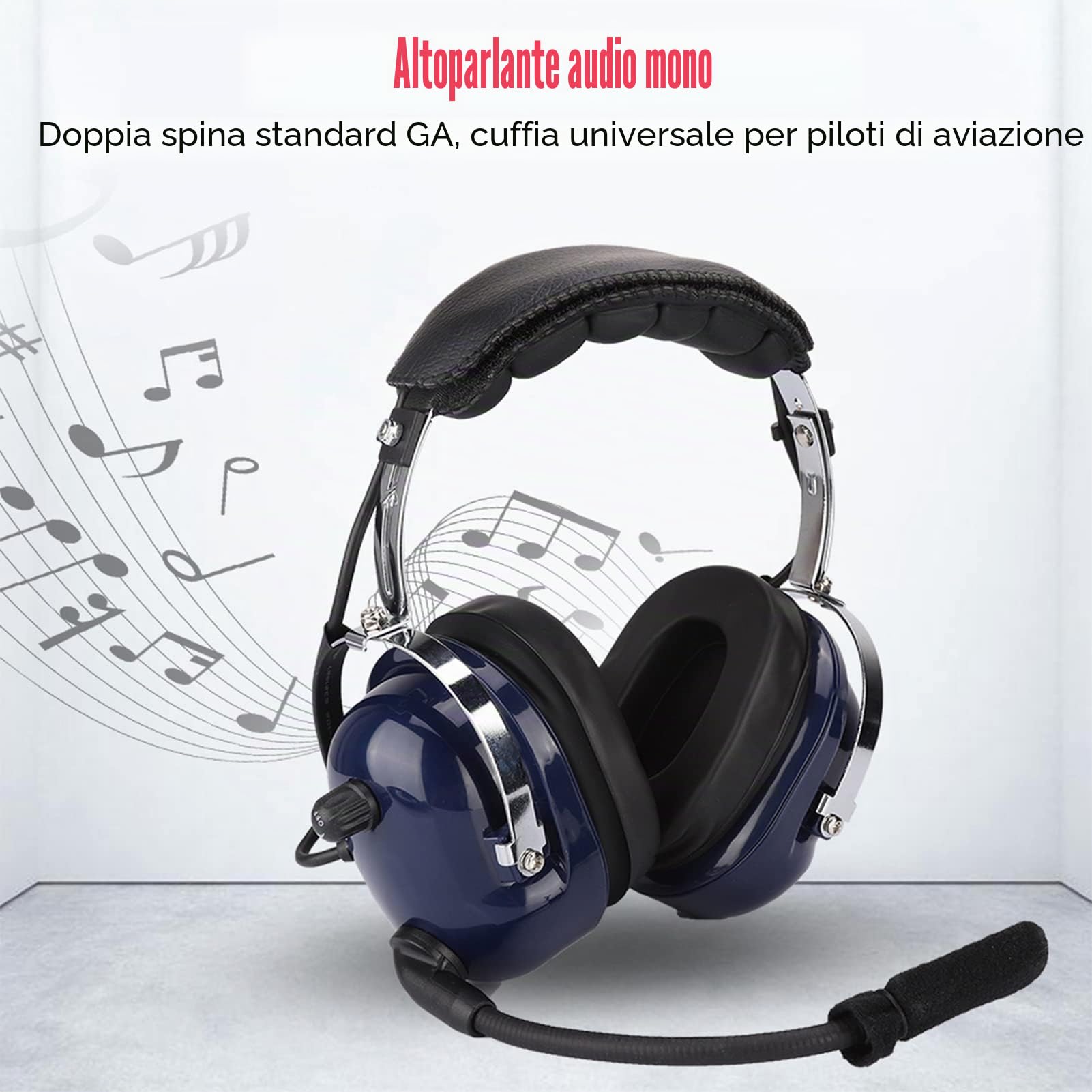 Cuffie Pilota con Riduzione del Rumore da 24 DB Cuffie Aeronautiche a Doppia Presa con Schiuma Antivento, Jack Universale da Chiara