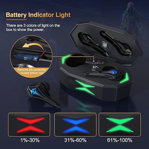 Miniatura 6 de Auriculares Bluetooth, auriculares inalámbricos para juegos de baja latencia de 50 ms, versión QTREE 5.2, cancelación de ruido, tiempo de