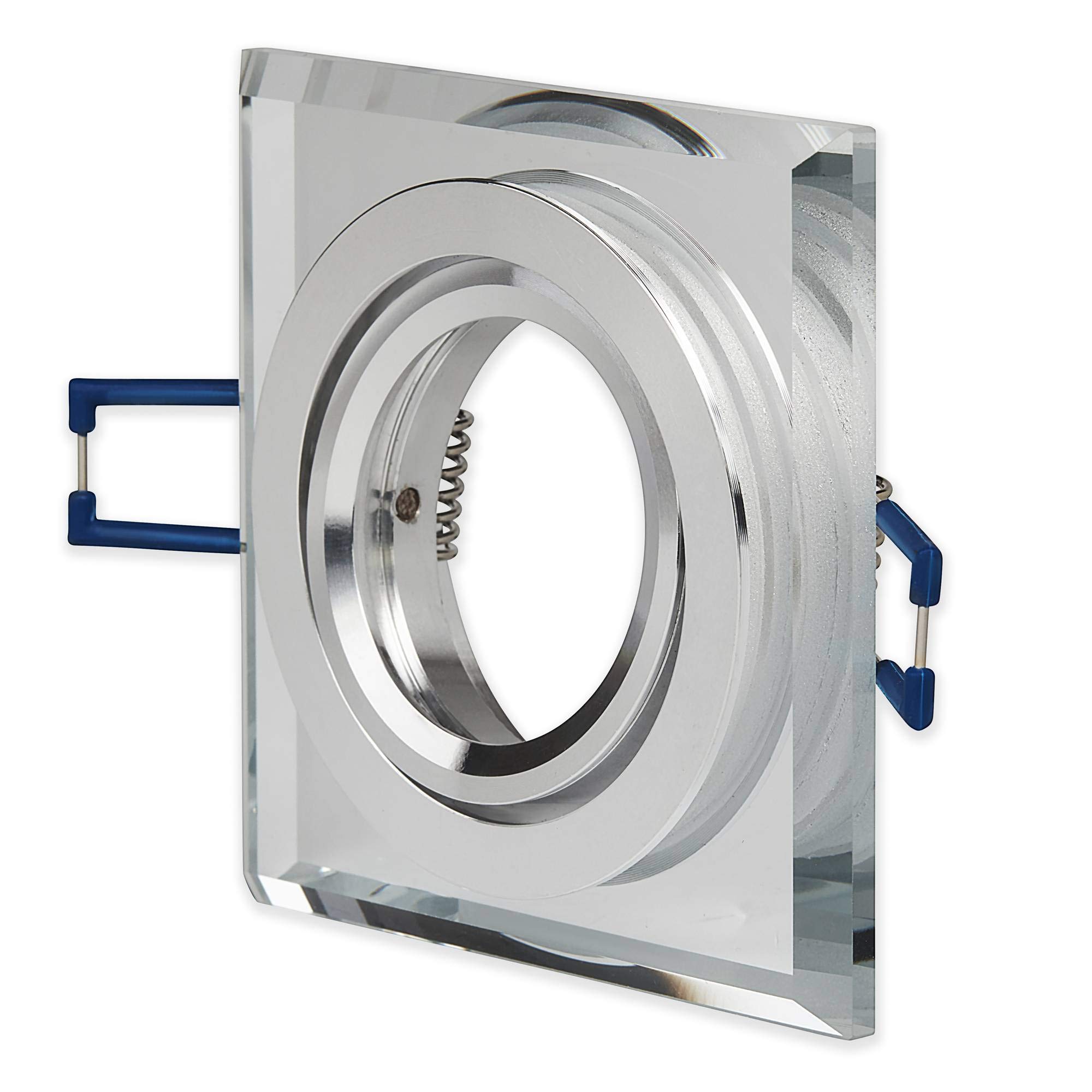 6x LED Einbaustrahler Set Glas eckig - transparent 1,2 Watt warmweiß 230V - GU10 Einbau-spot schwenkbar flach als Deckenleuchte Decken-Strahler - Einbauleuchte 75-80mm Bohrloch