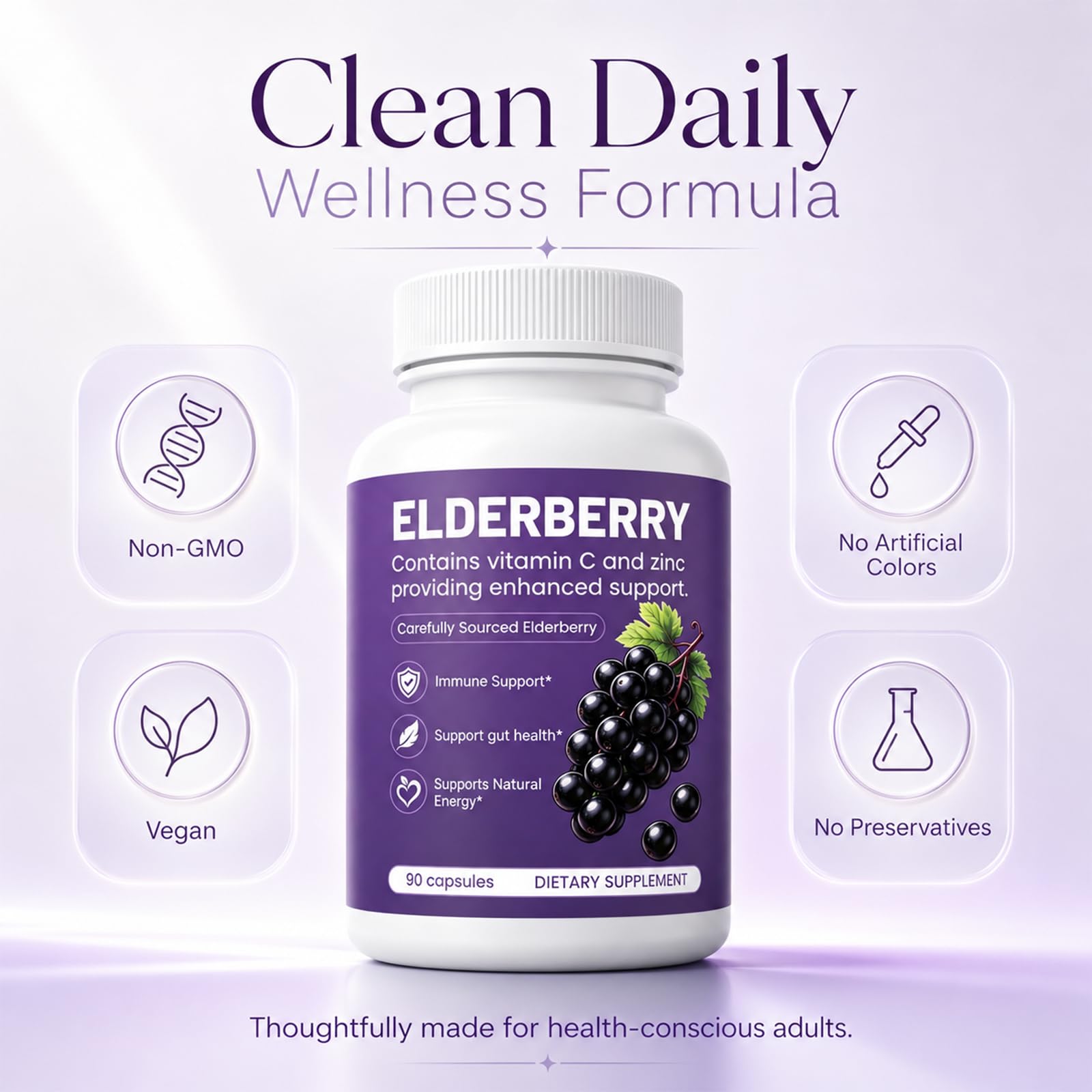 Elvera Elderberry Gut Support with 1200mg Elderberry Extract, Vitamin C and Zinc | Daily Immune & Digestive Balance for Everyday Wellness & Healthy Metabolism 90 Capsules — Amazon image 8