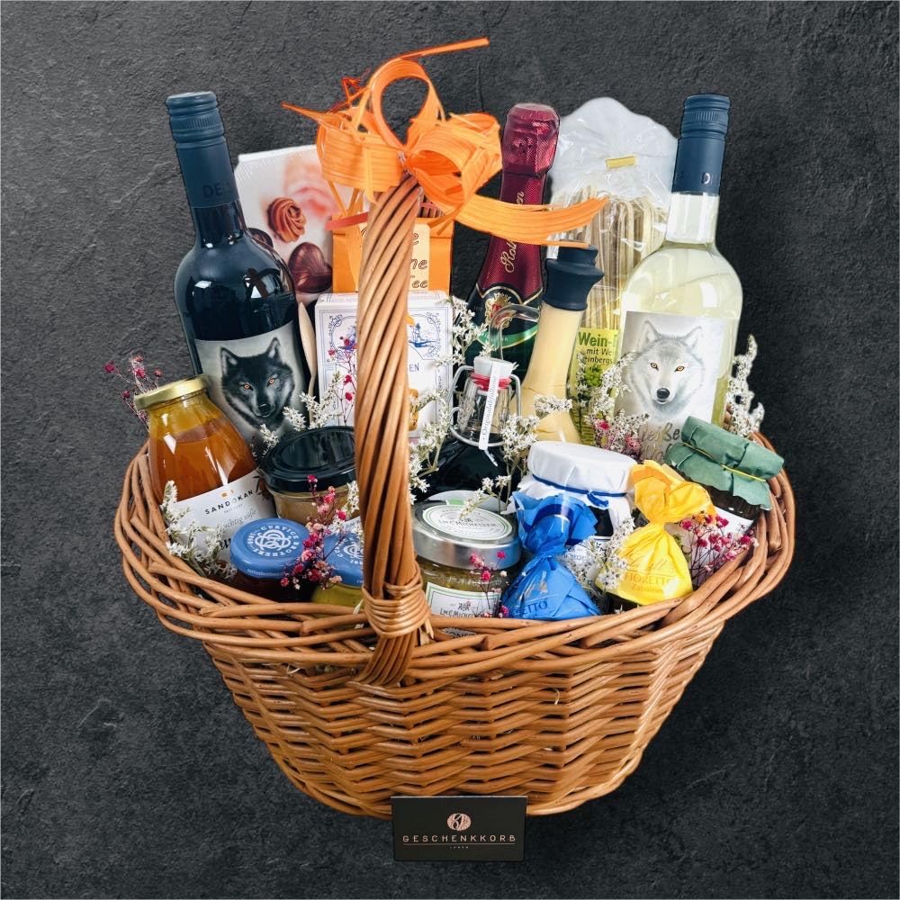 Gourmet Schlemmerkorb | Hochwertiger Geschenkkorb mit delikaten Leckereien | Perfektes Präsent für Genießer | Schön verpacktes Geschenkset | Ideal für besondere Anlässe