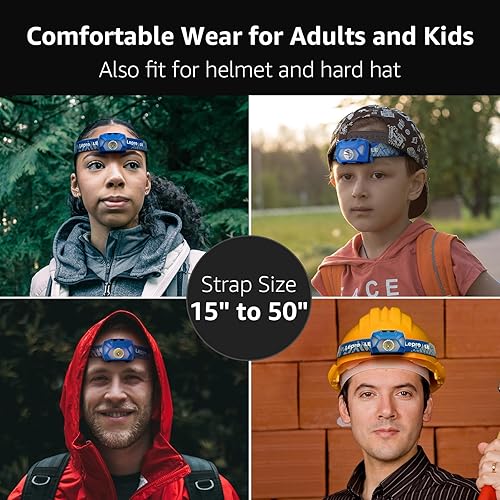 Miniatura 6 de Lepro 320015 - Linterna frontal con batería 1300Lux lámpara LED súper brillante con luz roja, faros impermeables IPX4 para acampar al aire libre,