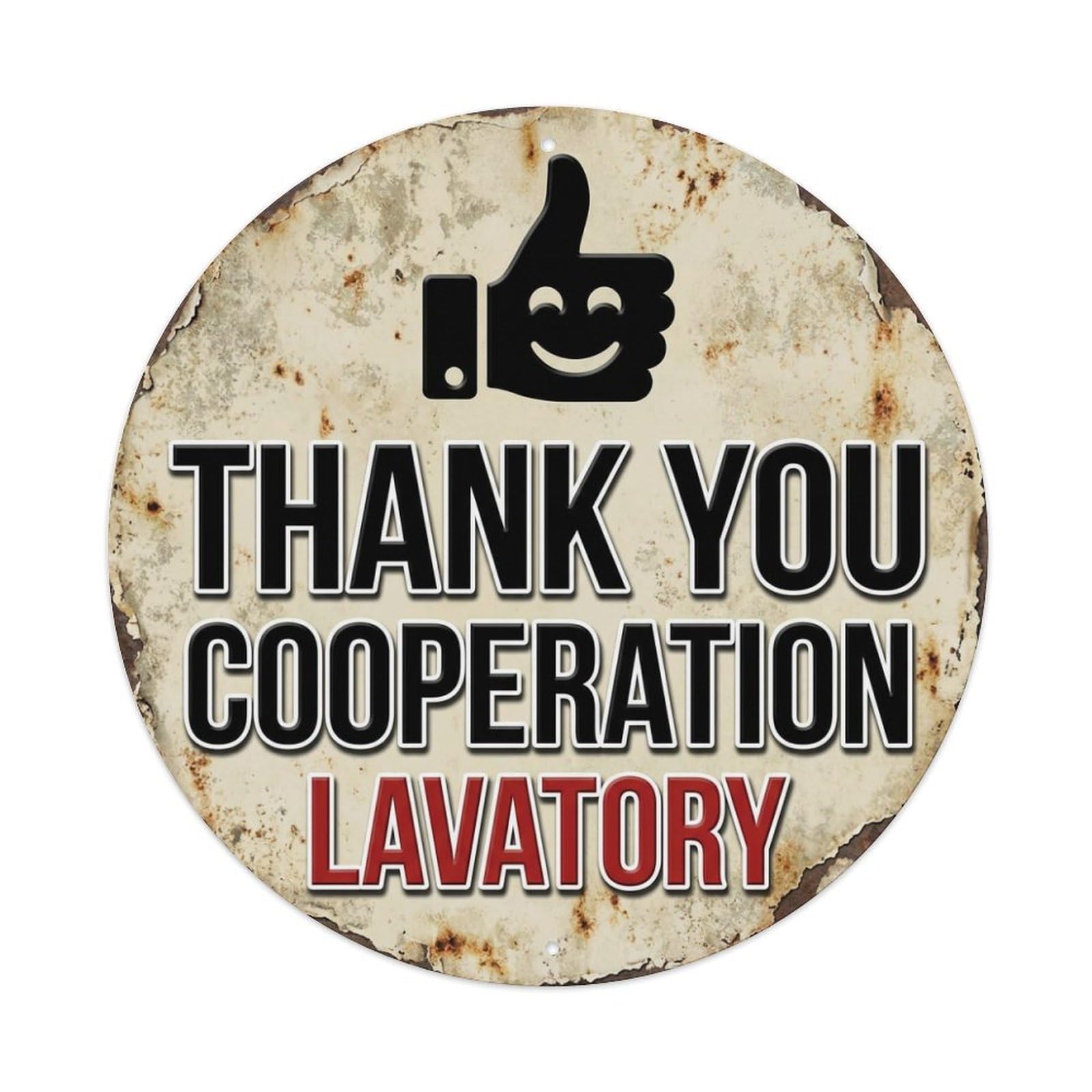 Metal Tin Sign Thank You Cooperation Lavatory Warning Sign