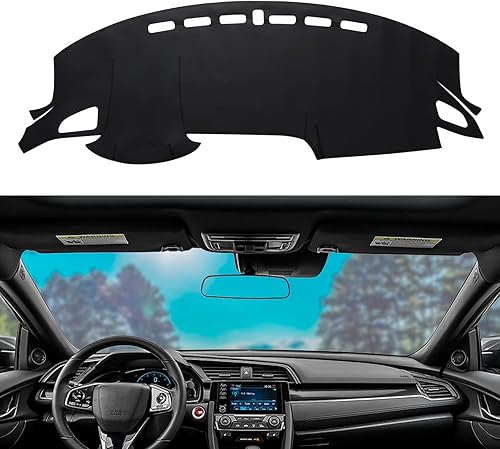 Funda de cuero para salpicadero, protección solar, antivértigo, compatible con Honda Civic 2016-2021