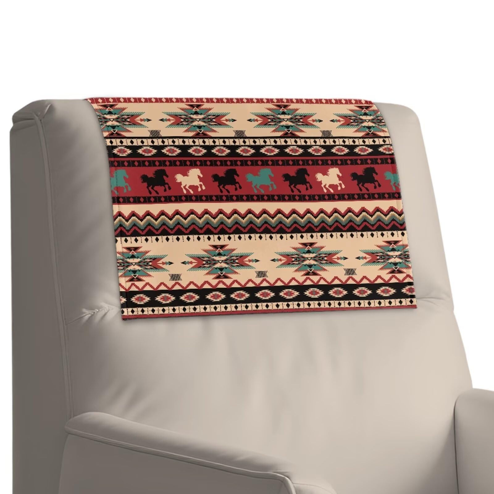 Housse de protection pour appuie-tête de chaise inclinable en cuir synthétique motif cheval aztèque tribal aztèque pour décoration de maison, salon, canapé, fauteuil inclinable
