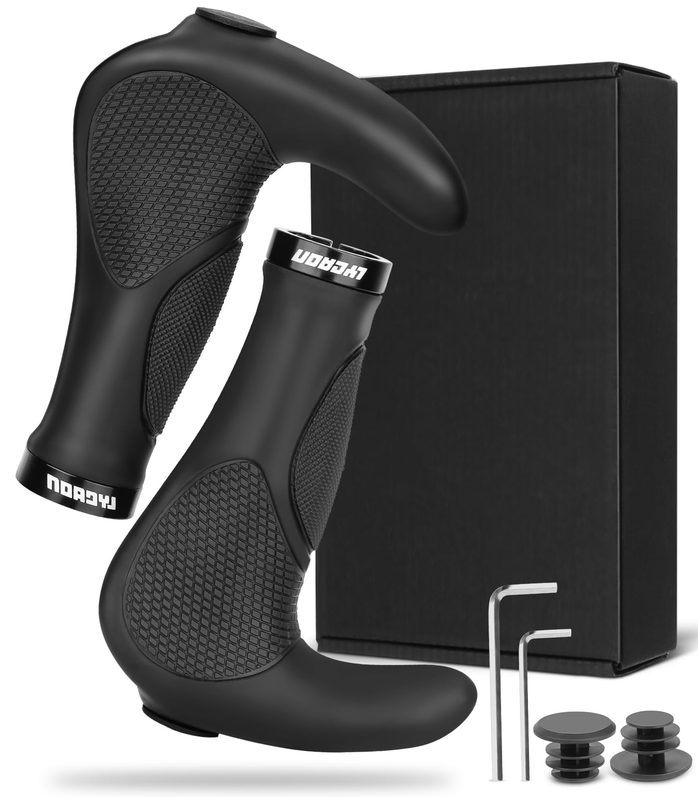 LYCAON Poignées de Guidon de vélo antidérapantes et ergonomiques - Poignées de vélo - Poignées de Guidon de vélo - Poignées en Aluminium - pour Scooter, VTT, vélo Urbain,
