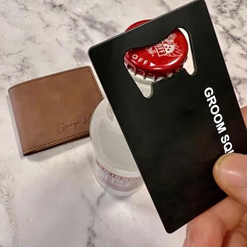 Miniatura 6 de PartyGifts&beyond 7 piezas de regalos de despedida de soltero, abrebotellas, de acero inoxidable, tamaño de tarjeta de crédito, regalos de Gromsmen,