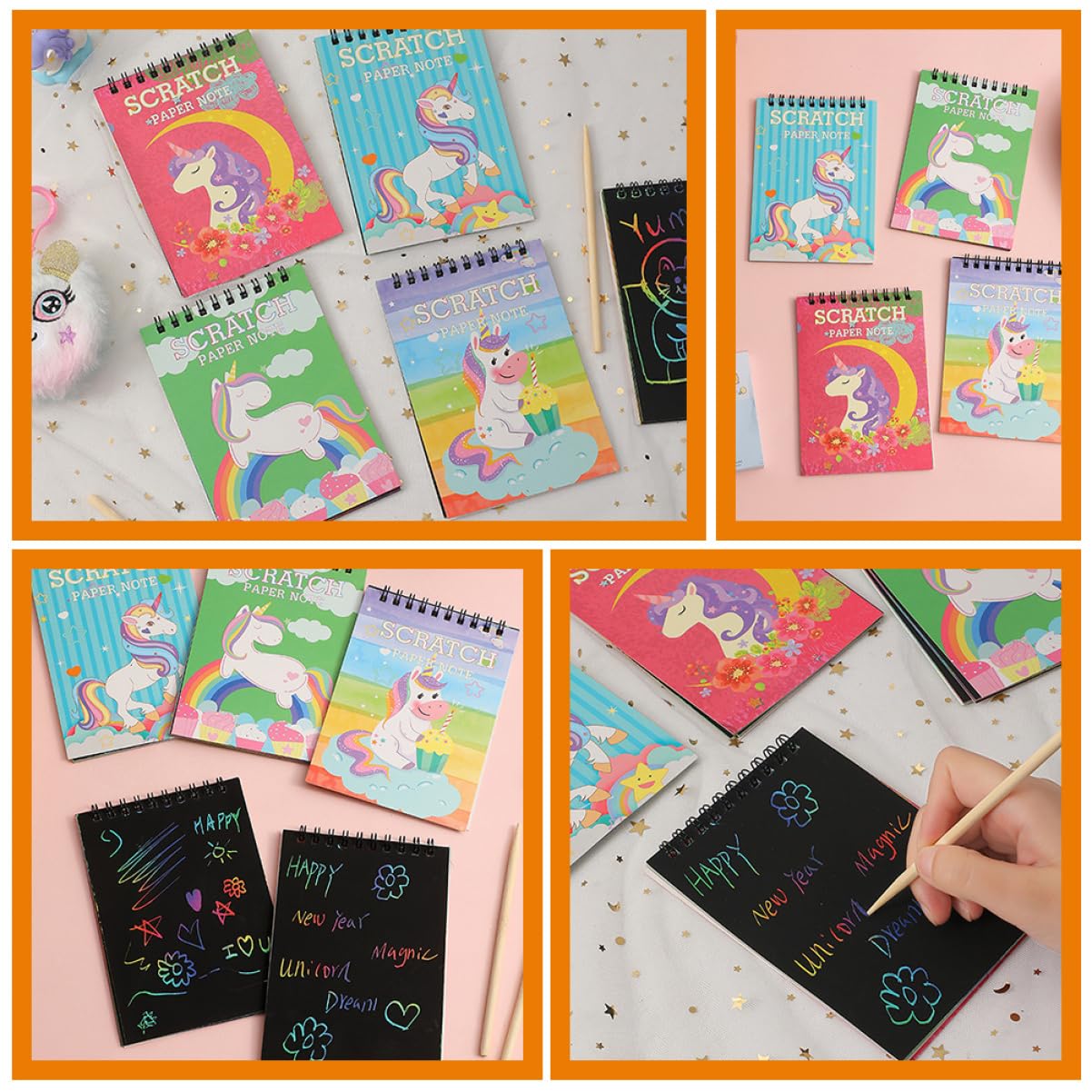 ARTIBETTER 5 Sätze Scratch Bilderbuch Kinderhandwerk Kinderspielzeug Hoch Rubbelkarten Für Für Kleinkind Zeichnen Notizbuch Kratzpads Bunt Papier 4 Stück * 5
