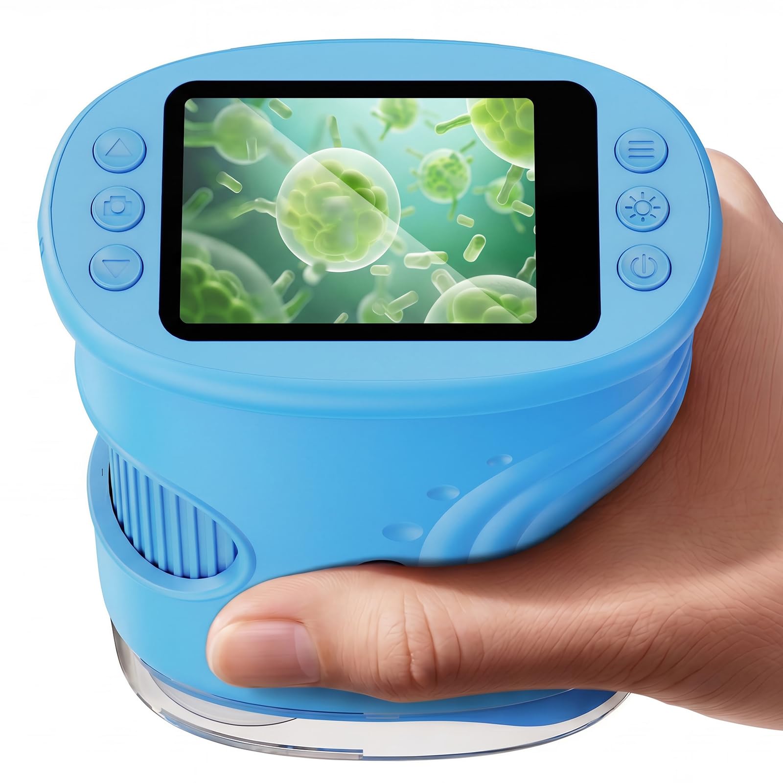 ASPOVEN Digital Microscope for Kids, 1000X Handheld Microscope with 2" IPS Screen, Photo & Video, Portable Microscope Camera for Kids, Birthday Gift for Boys & Girls (Blue)