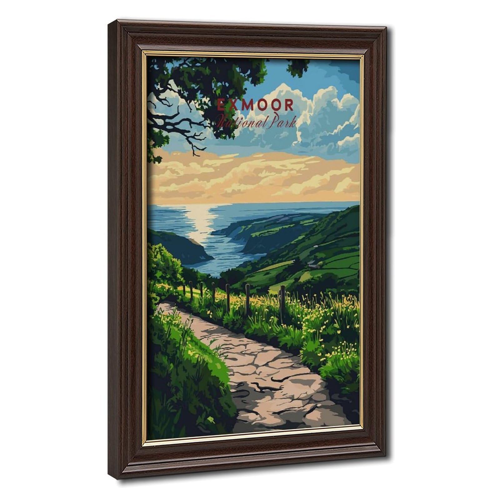 Bareronor Mokume Gane Frame-Style Exmoor Canvas Poster For Office Decor Gift