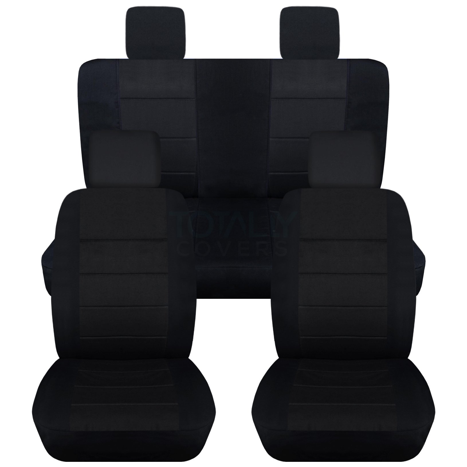Totally Covers Compatible with 2007-2010 Jeep Wrangler JK Seat Covers: Black - Full Set: Front & Rear (23 Colors) 2-Door/4-Door Complete Back Solid/Split Bench