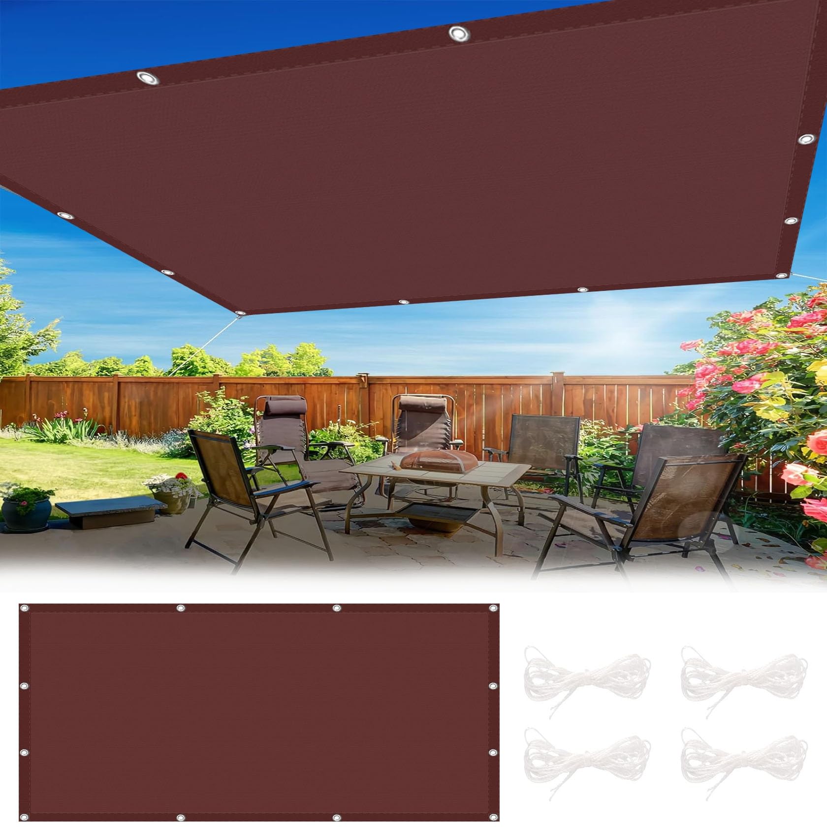 Voile d'ombrage imperméable 4.5 x 10 m pour bloquer la chaleur du soleil