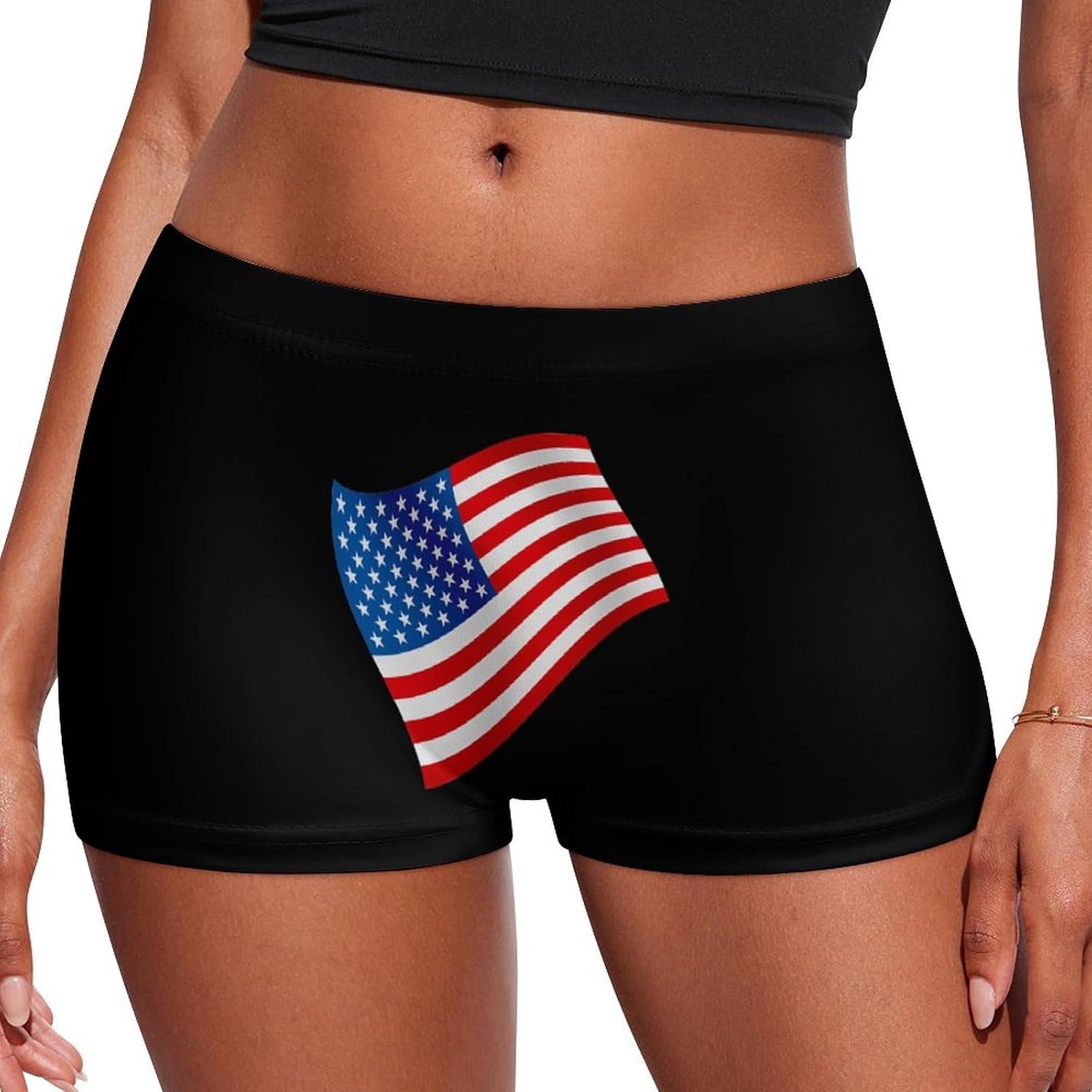U.S. Flag Funny Women's Boxer Briefs Breathable Underpants Trunks Stretch Underwear
