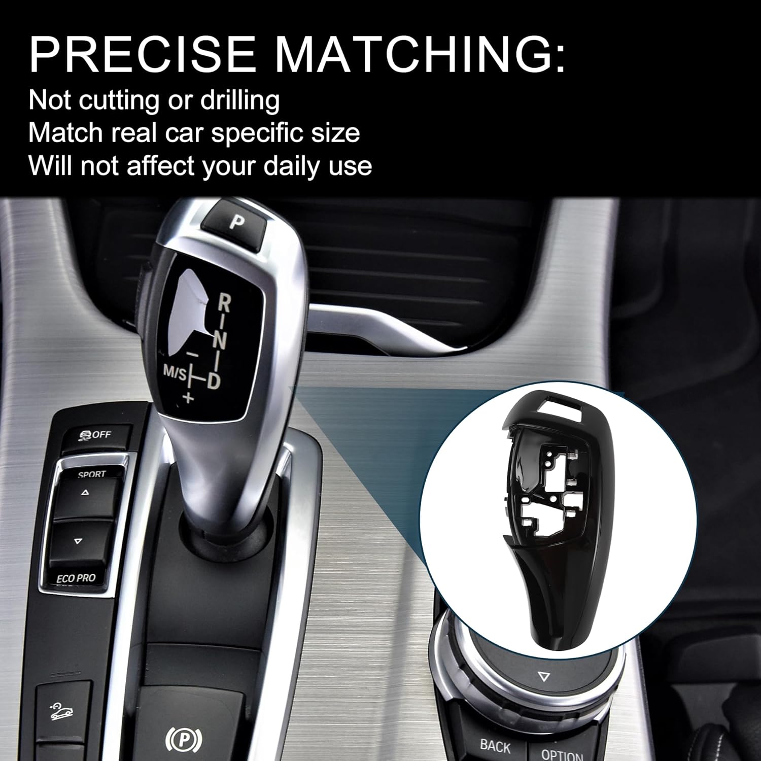 Gear Shift Knob Button Cover for BMW 1'F20 F21/2'F22 F23/3'F30 Sport Version Waterproof Center Console Knob Trim Sticker Black Adhesive Backing 1 Set