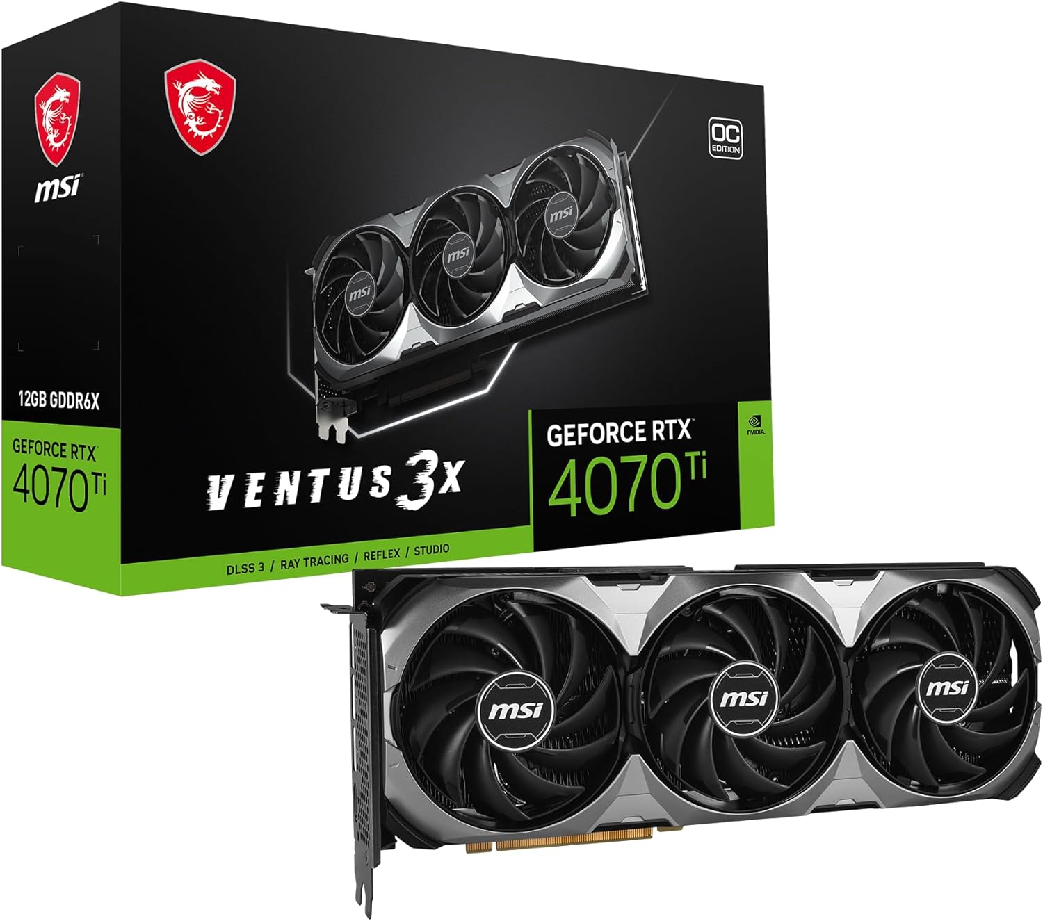 MSI GeForce RTX 4070 Ti Ventus 3X E 12G OC Gaming Graphics Card – 12GB GDDR6X, 2655 MHz, PCI Express Gen 4, 192-bit, 3X DP v 1.4a, HDMI 2.1a (Supports 4K & 8K HDR)