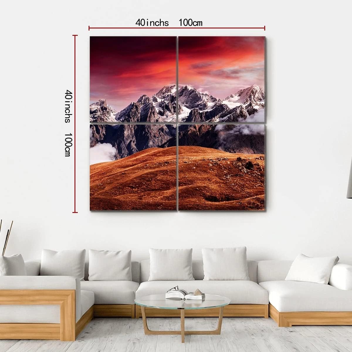 ERGO PLUS Modern Canvas Wall Art Paintings Pictures Artworks Accessories Mount Ushba in Autumn Printed Poster Watercolor Modular Framework Stretched Framed Ready to Hang image 2