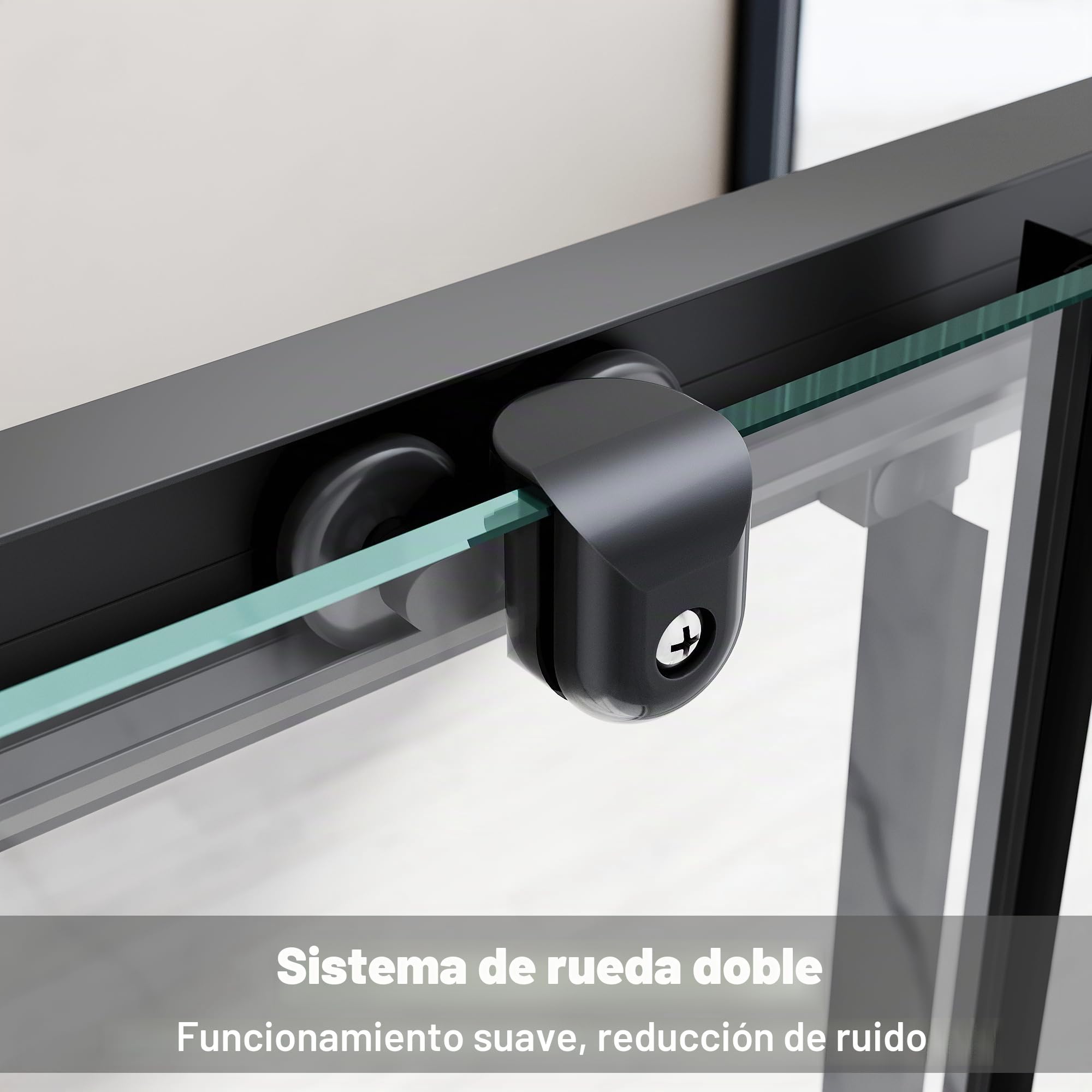 Cabina de ducha esquinera 80 x 100 cm, puerta corredera, cabina de ducha completa con puerta corredera de cristal de seguridad de 5 mm (ESG), altura: 195 cm, marco negro