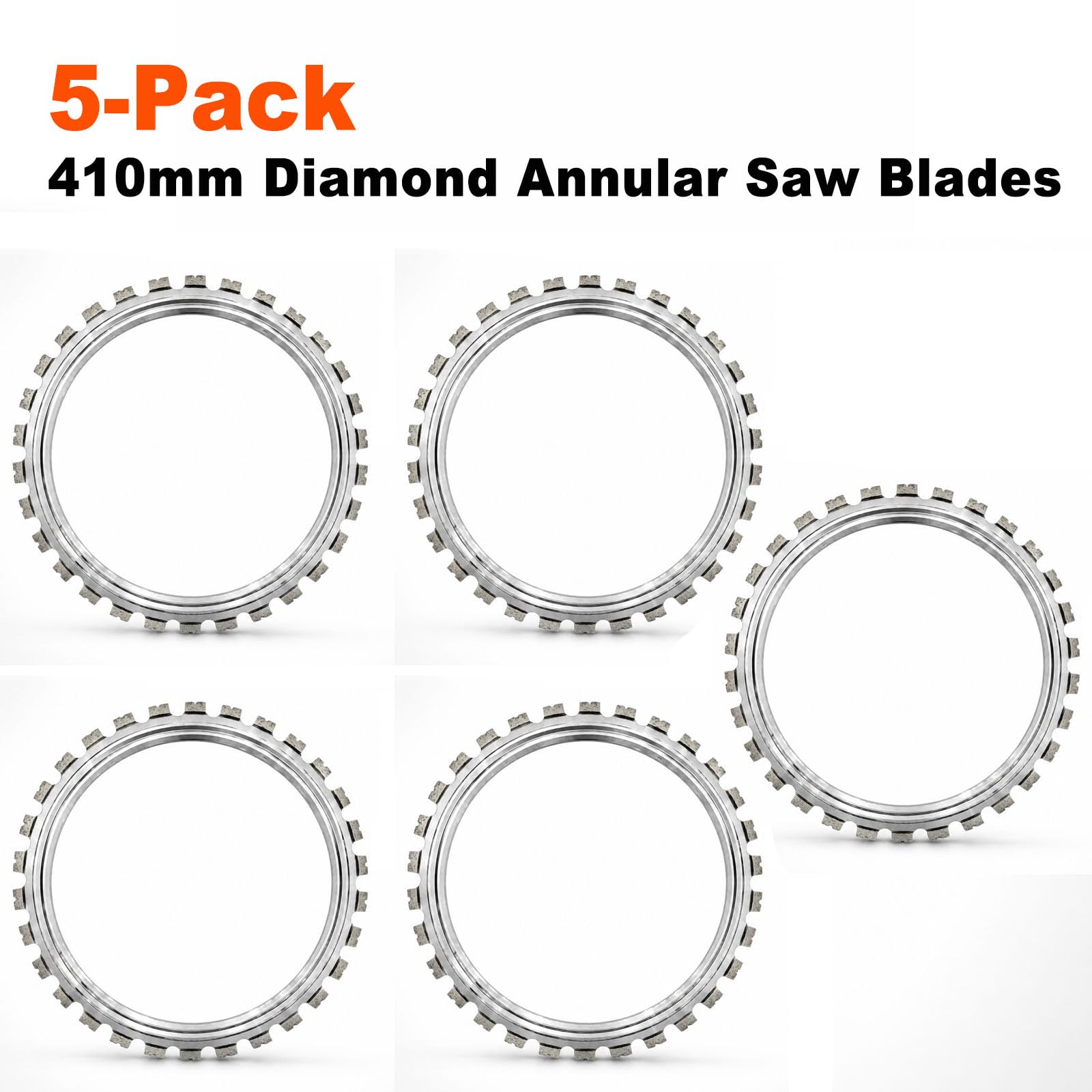 Pack De 5 Hojas De Sierra Anular Diamantadas 410 Mm Para Hormigón