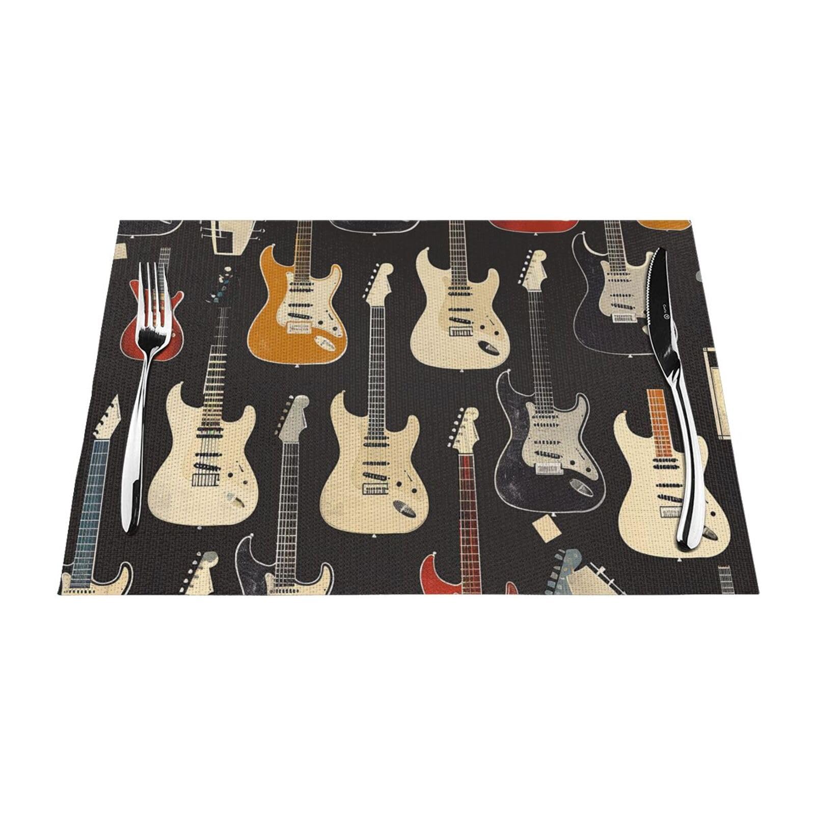 Sets de table guitare PVC lavables 45,7x30,5 cm antidérapants