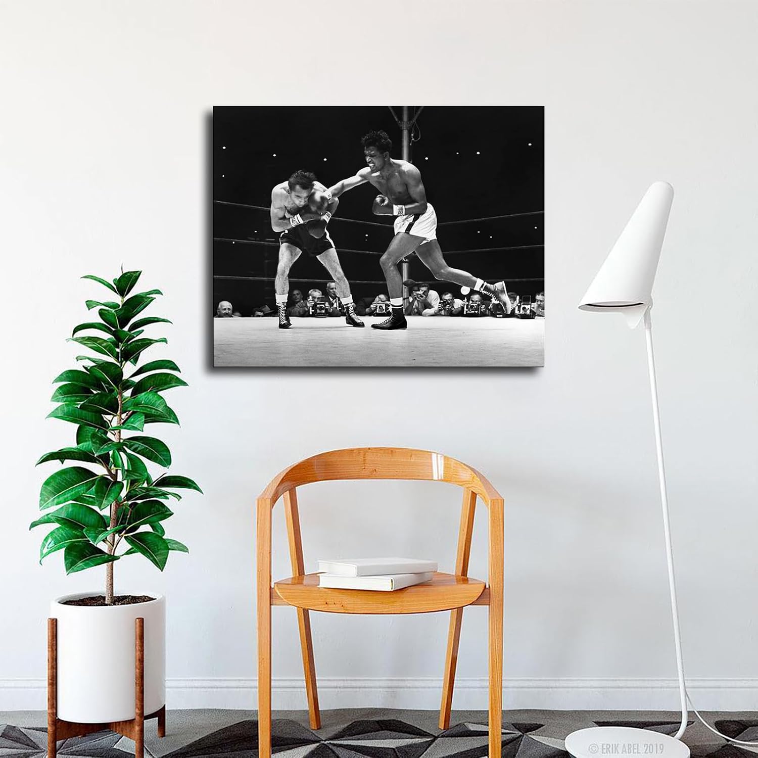 Sugar Ray Robinson Black & White Vintage Poster Canvas Print Inspirational Wall Decor Home Decor Art Aesthetic Hanging Painting (16×20inch_Unframed) image 3