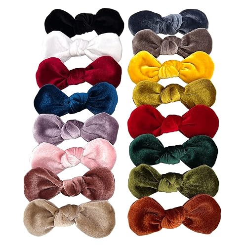 Miniatura 10 de Pinzas para el cabello con lazo de terciopelo redondo para bebés, accesorios para el cabello, pasadores redondos para el cabello (8 pares)