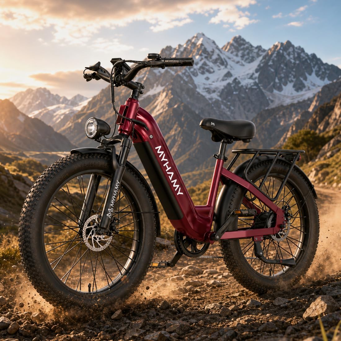 MEELOD 24" Fat Tire Electric Bike 48V 18Ah Adult Ebike | 110Nm torque climbs 30% hills. 85-mile range. UL 2849 certified. Step-Thru. Fits 5.25-6.5ft. Turn signals, USB-C