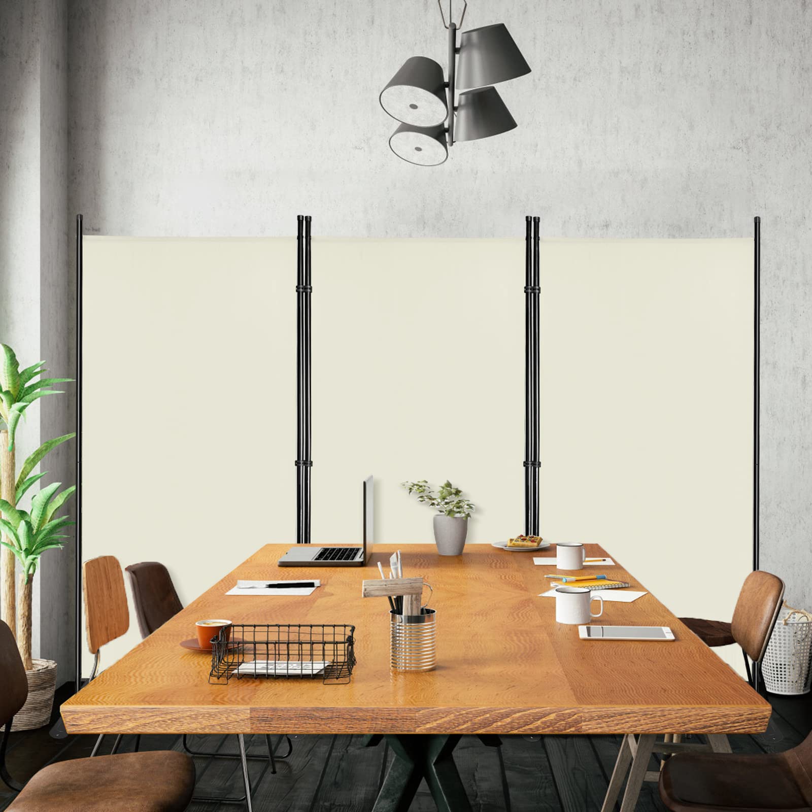 Froadp 275x180cm Paraventi Camera da Letto Pieghevole Paravento da Interno Separé Divisorio Schermi con Pioli e Nastri a piantana Guardaroba Privacy Pareti per Balconi e Patio (Beige)