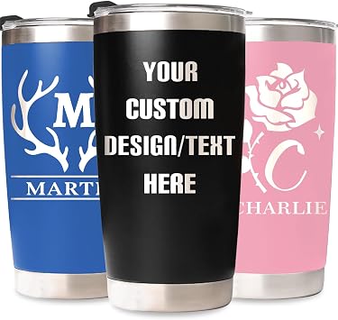 Personalized Tumbler with Names Engraved 20 oz Coffee Tumbler with Lid and Straw, Customized Stainless Steel Insulated Tumblers Travel Coffee Mug Cup, Custom Birthday Wedding Gifts for Women Men Kids
