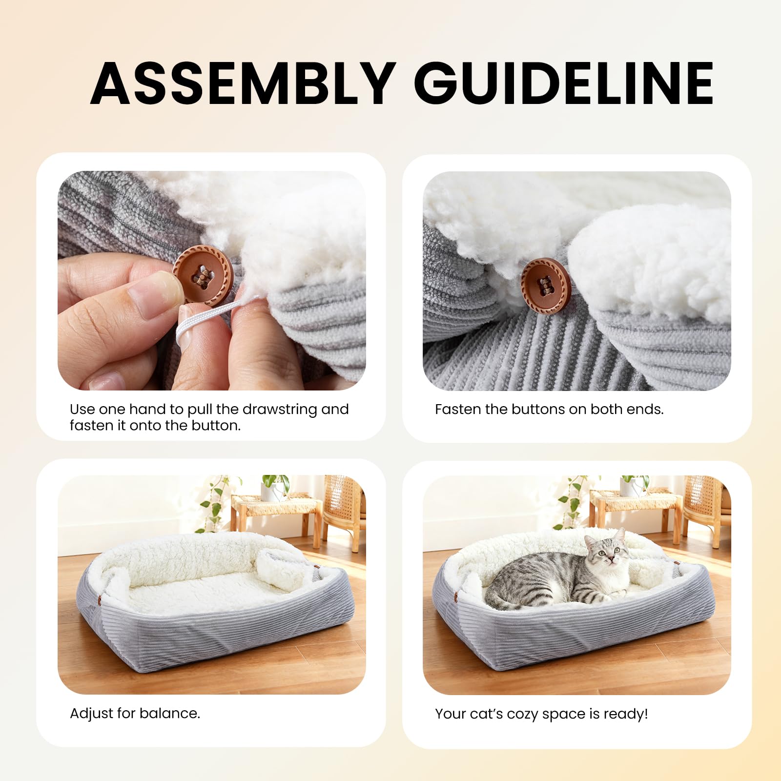 Letto per Gatti Auto-riscaldante per Gatti Grandi e Piccoli Cani - 60x45 cm Letto per Gatti Lavabile, Reversibile e Convertibile per Gatti da Interno, Morbido Cuscino per Animali Domestici in