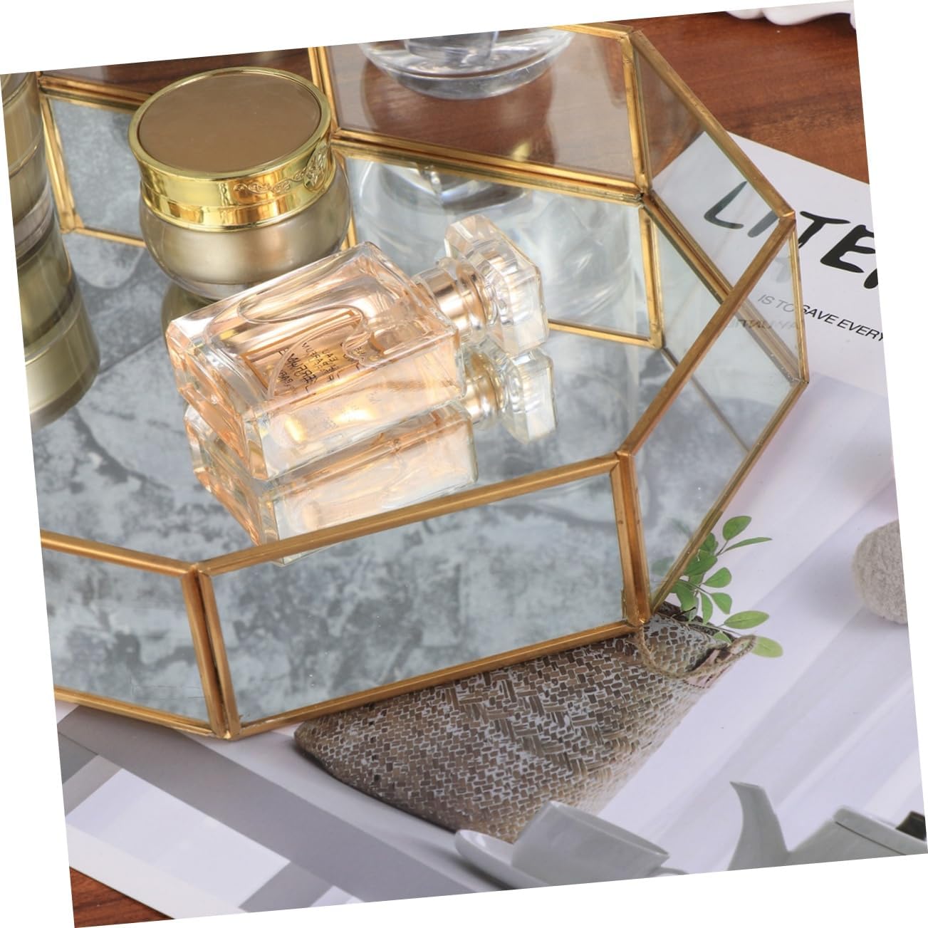 Structure Holds Shape Mirrored Panel Jewelry Tray Vanity Glass Organizer Decorative Trays